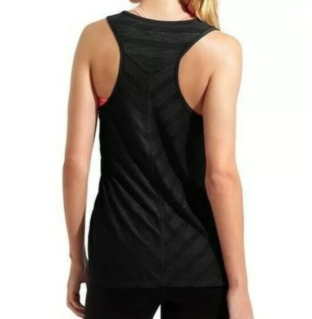 Athleta Kettlebella Tank Top Sheer Racerback Workout S Black